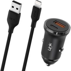 Linktech Dual PD 20W Lightning Kablolu Araç Şarj Aleti C485e